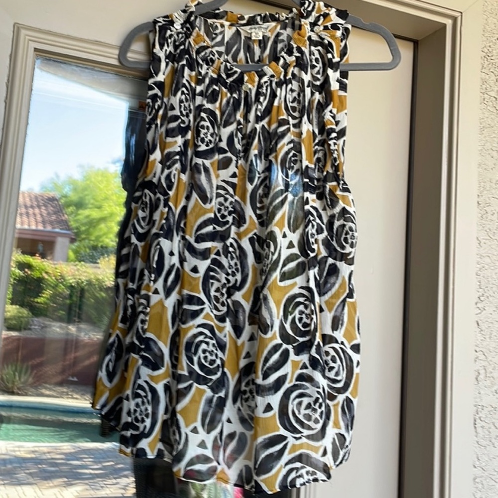 Lucky Brand Floral Sheer Sleeveless Blouse